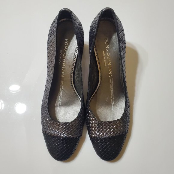 Pons Quintana Hand-Braided Leather Shoes Mirrored Block Heel Size 10 US - Picture 1 of 8
